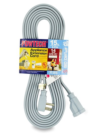 3051 - Extension A/C Cord, Gray - 15 ft. - Box:  - Loc: I10