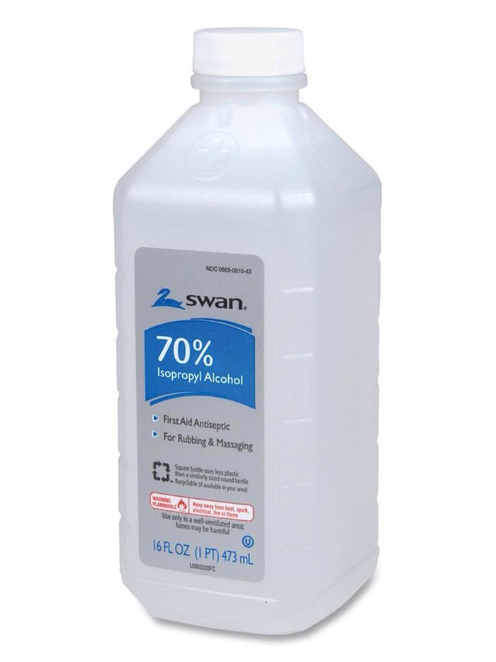 3467 - Swan 70% Isopropyl Alcohol ( Clear ), 16 fl. oz. - (Case of 12) - Box:  - Loc: J3