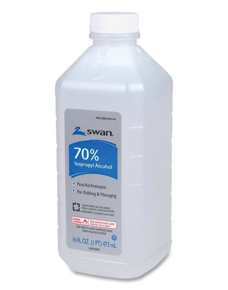 3467 - Swan 70% Isopropyl Alcohol ( Clear ), 16 fl. oz. - (Case of 12) - Box:  - Loc: J3