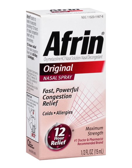 4911 - Afrin Nasal Spray Original - 1/2 fl. oz. (15ml) - Box:  - Loc: K1