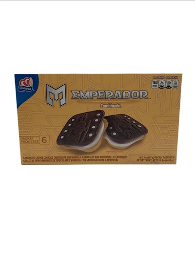 27731 - Gamesa Emperador Combinado Sandwich Cookies( Chocolate/Vanilla) - 6/2.3 oz. - Box:  - Loc: F1