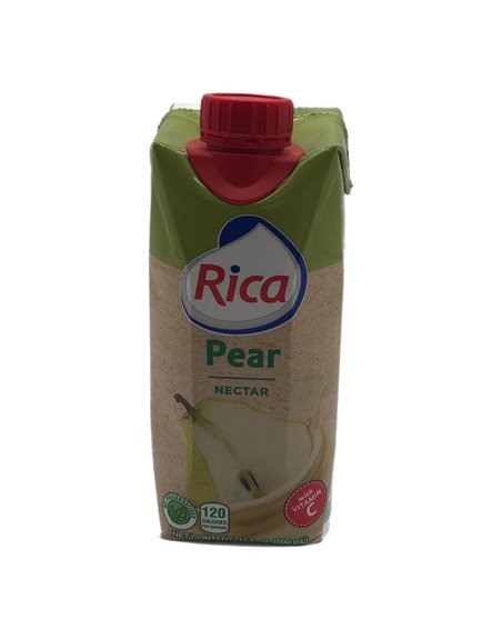 28008 - Rica Juice Pera Nectar - 17 fl. oz. 1/2 litro (Pack of 18) - Box:  - Loc: F3