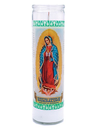 7583 - Candle Virgen Guadalupe White - (Case of 12) - Box:  - Loc: A10