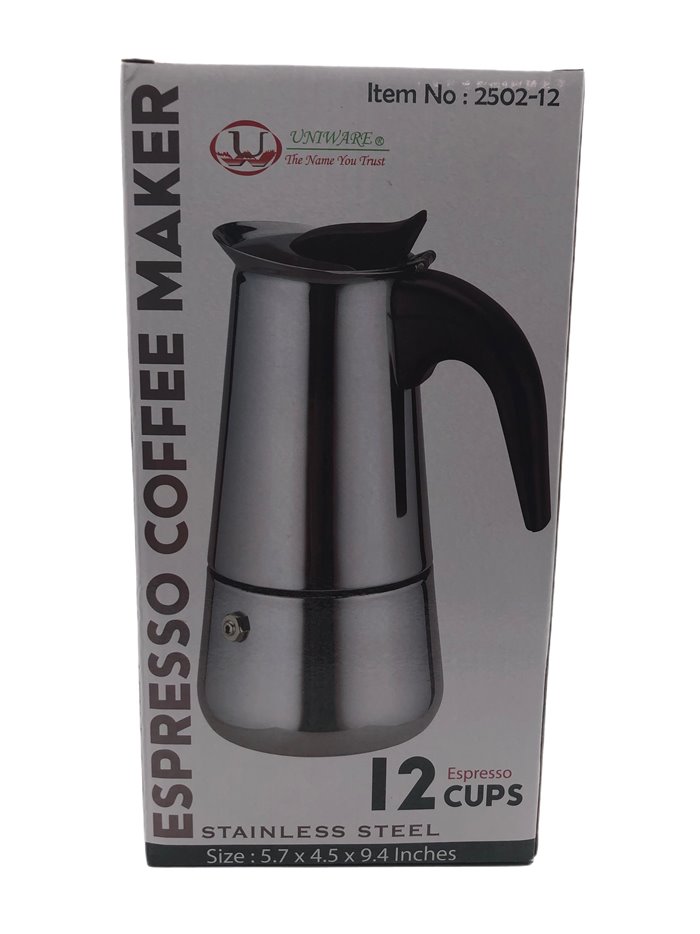 28224 - Uniware S/S Espresso Coffee Maker 12 Cups - Box:  - Loc: J13