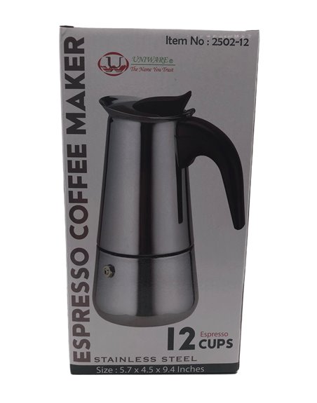 28224 - Uniware S/S Espresso Coffee Maker 12 Cups - Box:  - Loc: J13