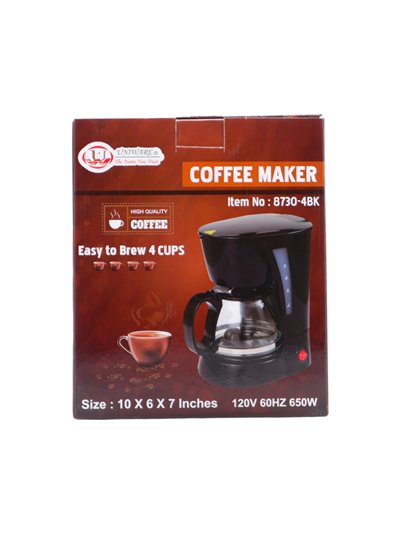 28614 - Uniware. 650 Watt Espresso Coffee Maker 4 Cups. 10x6x7" [8730-4BK] - Box:  - Loc: J11