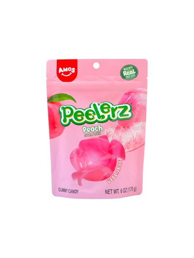 34373 - Amos. Peelerz Gummies Peach. 6oz - 12ct. (Case Of 12) - Box:  - Loc: L11