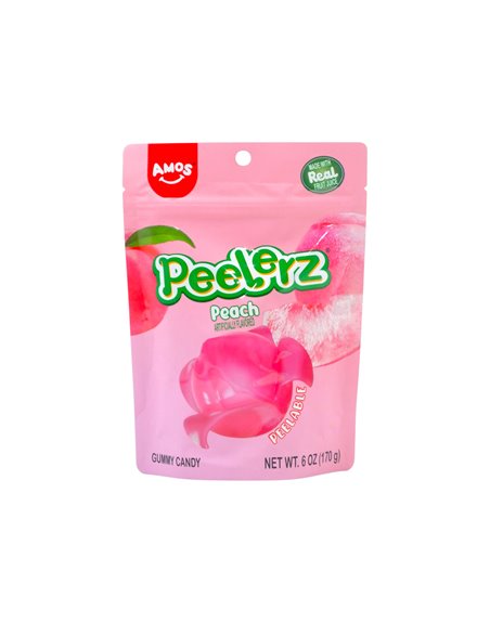 34373 - Amos. Peelerz Gummies Peach. 6oz - 12ct. (Case Of 12) - Box:  - Loc: L11