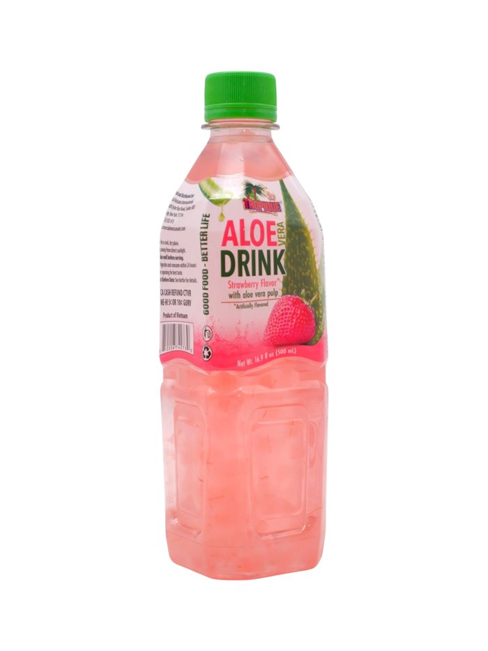 34548 - Tropique Aloe Vera Strawberry W/ Pulp Juice 16.9oz. (ase of 24) - Box:  - Loc: R11