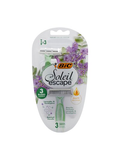 34567 - Bic Soleil Escape. Lavender & Eucalyptus Razor. 3ct - Box:  - Loc: L0